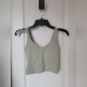 Lululemon Align Cropped Tank Top Green Fern Size 2 Nulu Fabric Scoop Back